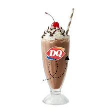 Dairy Queen Chocolate Shake or Malt with rich chocolate blended into creamy vanilla soft serve