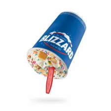 Dairy Queen Confetti Cake Blizzard Treat with cake chunks creamy frosting and colorful sprinkles