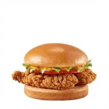 Dairy Queen Crispy Chicken Sandwich with golden fried chicken fillet fresh lettuce tomato and creamy sauce on a toasted bun
