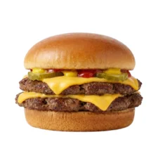 Dairy Queen Double Cheeseburger with two beef patties melted cheese fresh lettuce tomato and signature sauce