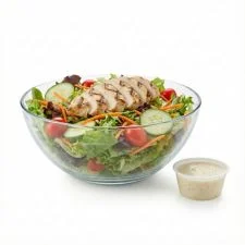 Dairy Queen Grilled Chicken Salad Bowl with tender grilled chicken fresh greens tomato cucumber and light dressing