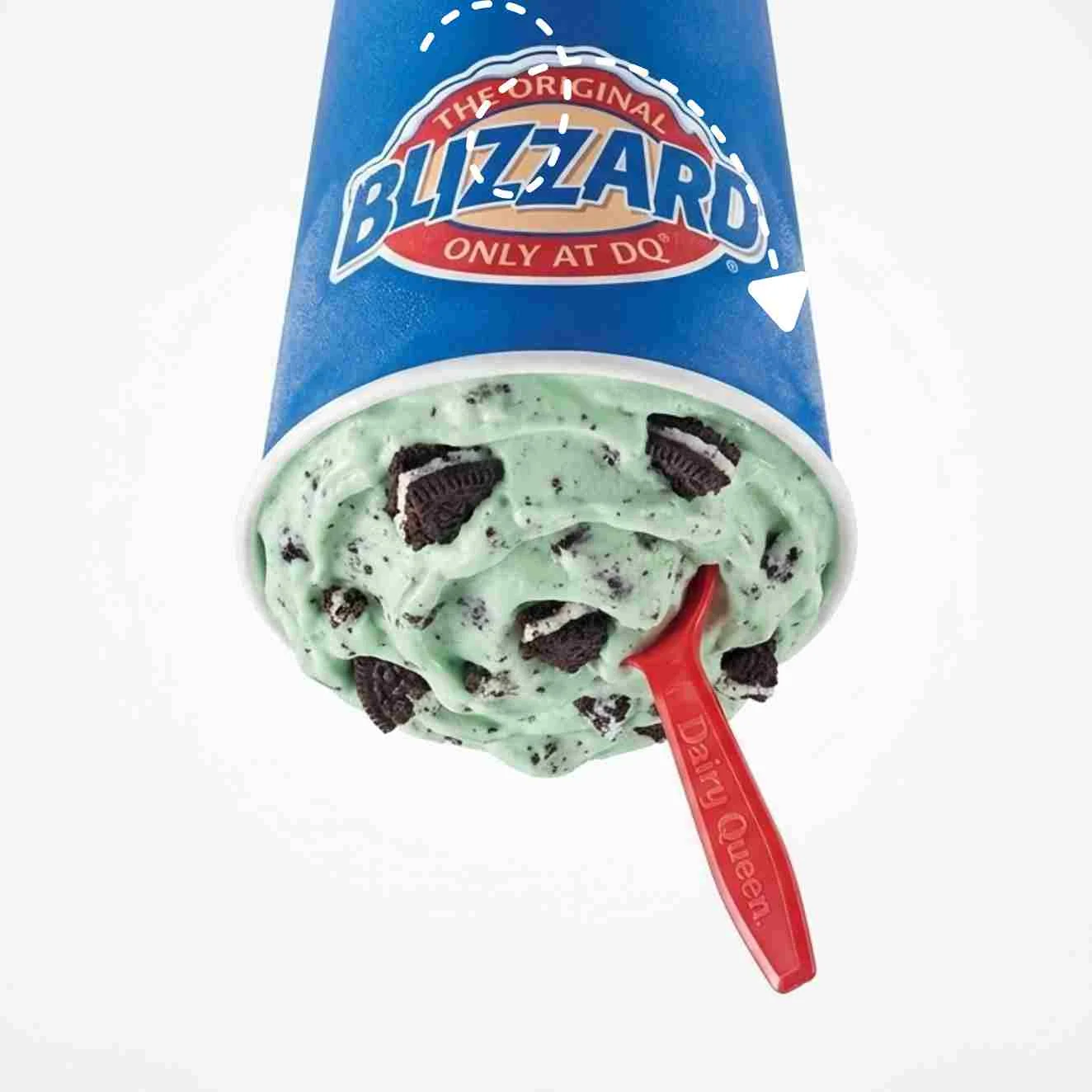 Dairy Queen Chocolate Chip Cookie Dough Blizzard Treat with cookie dough chunks and chocolate fudge