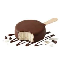 Dairy Queen Non-Dairy Dilly Bar with creamy plant-based frozen treat coated in a crispy chocolate shell
