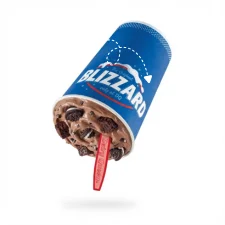 Dairy Queen OREO Fudge Brownie Blizzard Treat with brownie chunks OREO cookie pieces and chocolate fudge