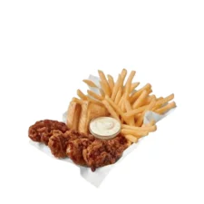 Dairy Queen Sauced and Tossed Honey BBQ Chicken Strips with crispy chicken tossed in sweet honey BBQ sauce