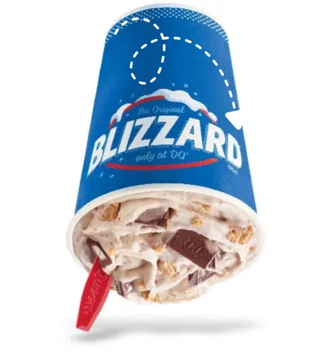 Dairy Queen S'mores Blizzard Treat with graham cracker crumbs marshmallow swirls and chocolate topping