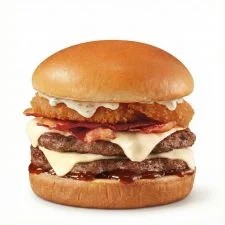 Dairy Queen Backyard Bacon Ranch Signature Stackburger with crispy bacon creamy ranch sauce and melted cheese